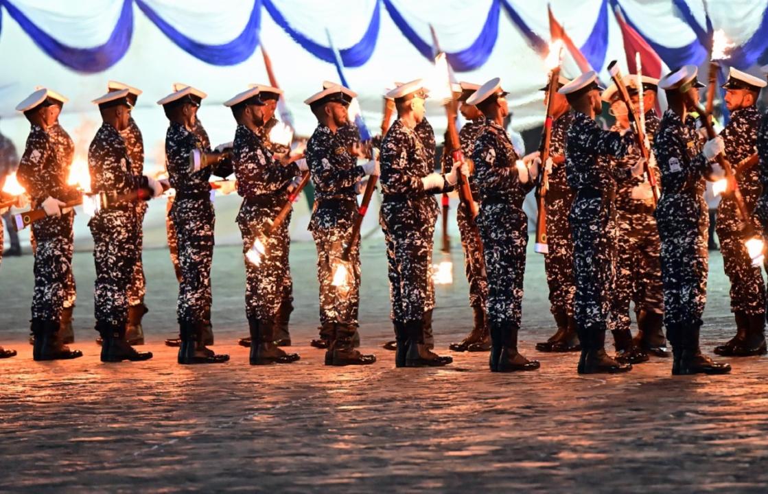 Indian Navy personnel rehearse for Beating Retreat and Tattoo Ceremony in Mumbai