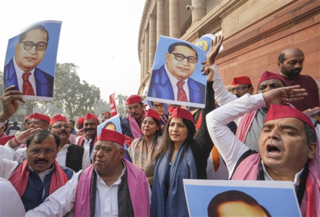 IN PHOTOS: INDIA Bloc protests against Amit Shah's remarks on Dr BR Ambedkar