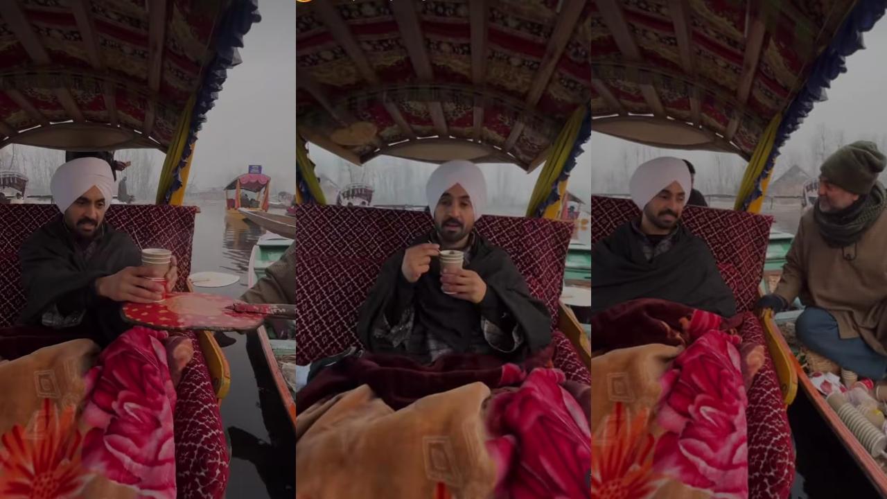 Diljit Dosanjh enjoys Kashmir's pristine beauty; relishes kahwa on shikara