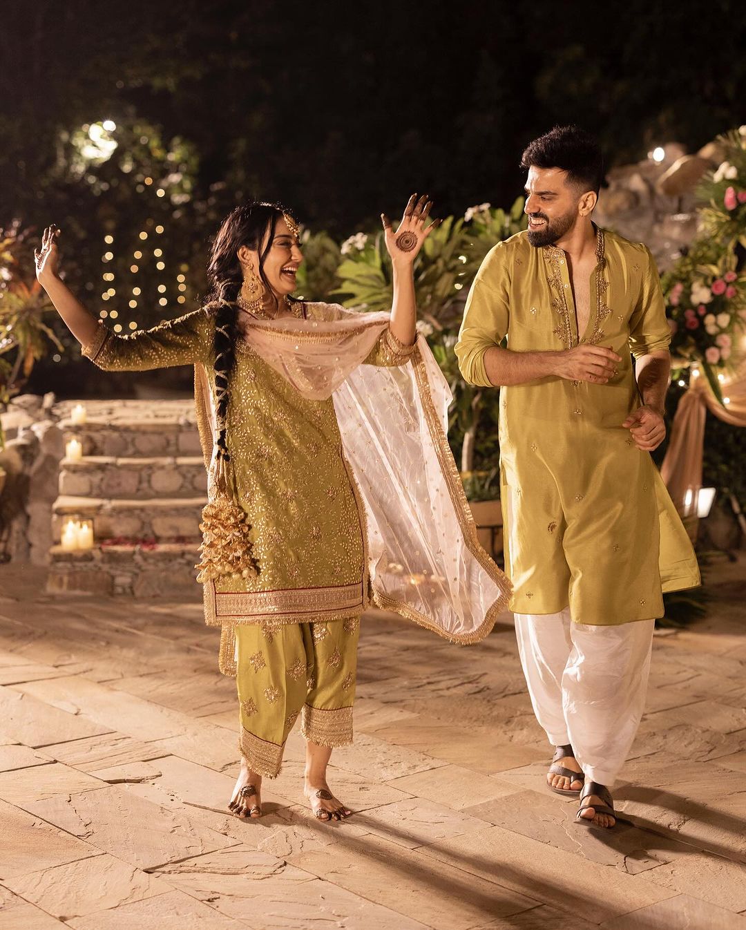 She added a light pink sheer dupatta, gold jewellery, and kept her makeup minimal for a lovely, elegant look.