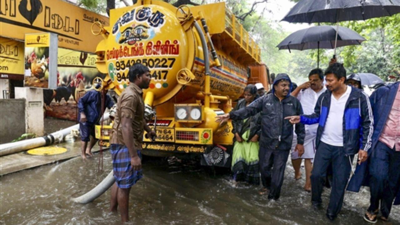 Heavy rains in Tamil Nadu led to the cancellation of eight flights to and from Chennai Airport, affecting routes from Bengaluru, Andaman, New Delhi, and Muscat.