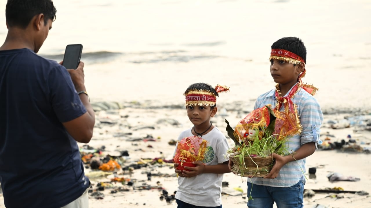 Many people showered flower petals and offered sweets as a final tribute to the Goddess