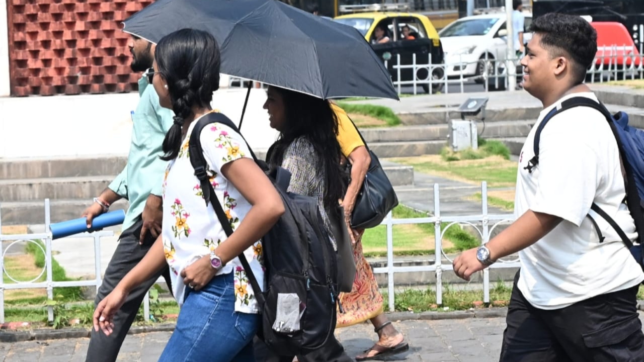 Mumbai's skyline was obscured by haze, as temperatures rose on Wednesday