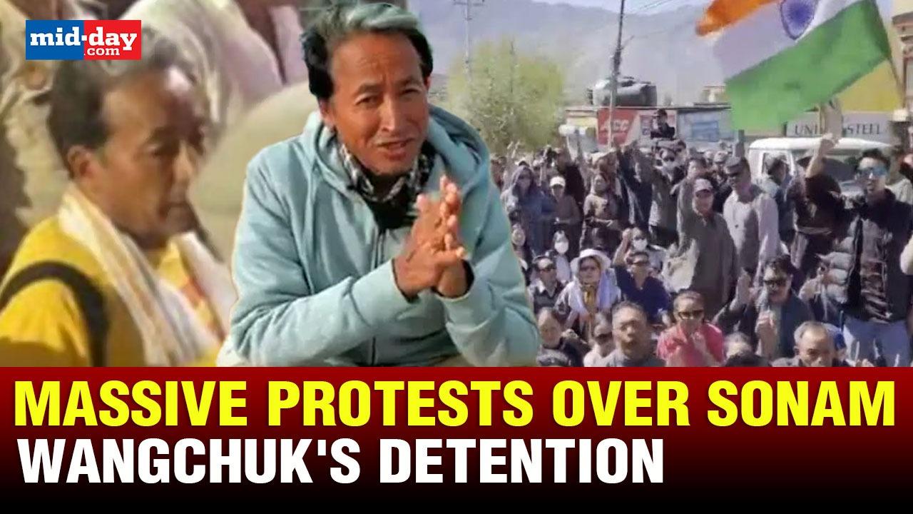 Massive protests erupt in Ladakh over Sonam Wangchuk's detention - WATCH