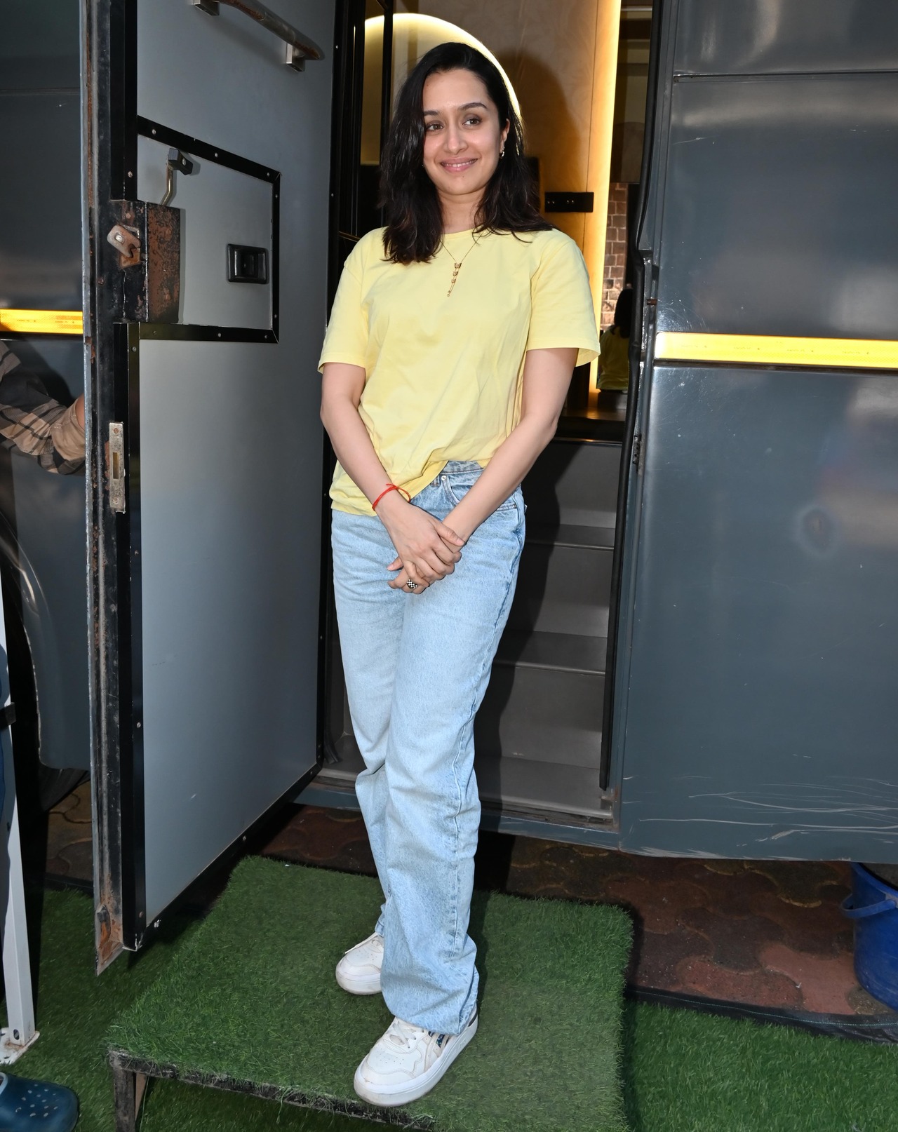 'Stree 2' fame Shraddha Kapoor sported a yellow t-shirt on the first day of Navratri 2024.