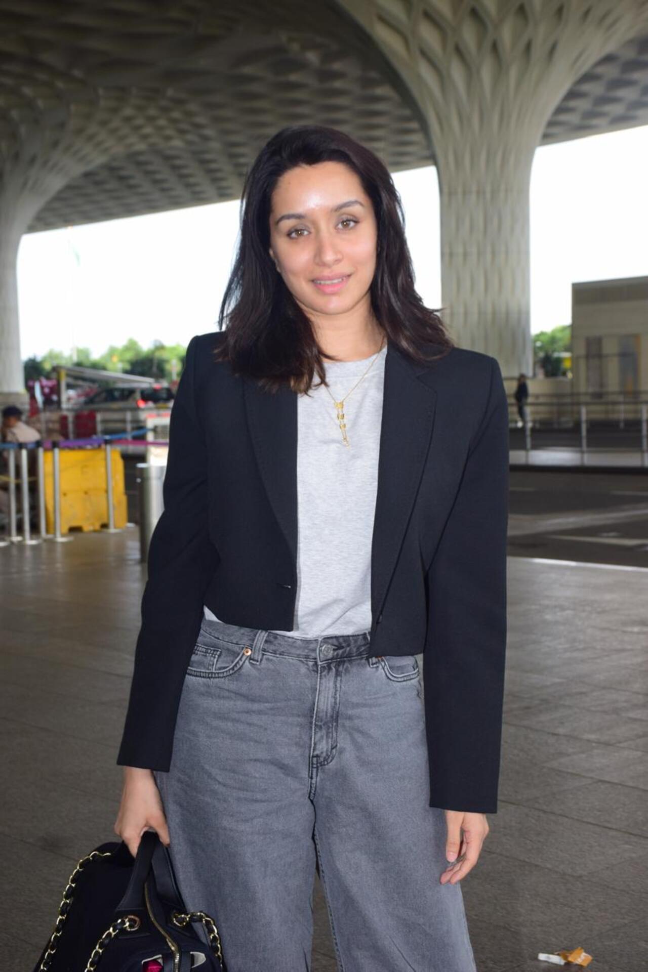 'Stree 2' actor Shraddha Kapoor exuded boss lady vibes at the airport. 