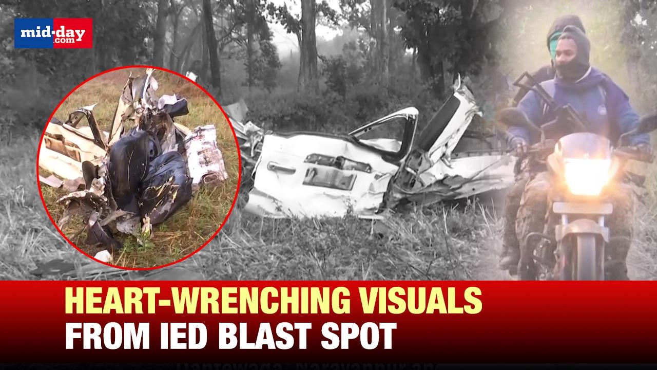 Chhattisgarh IED Blast: Visuals from the blast site where 9 lost lives